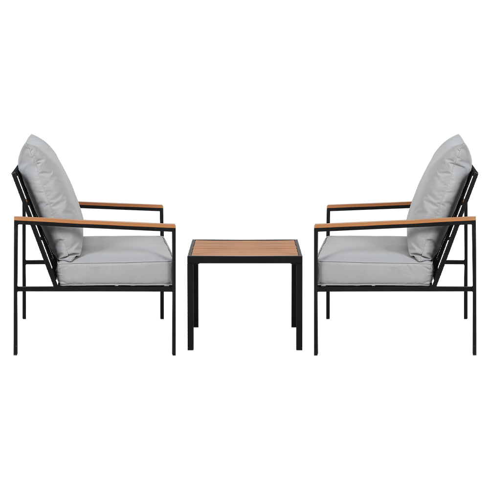 3-Piece Outdoor Bistro Set - Patio Dining Table and Chairs in Black for Garden, Balcony, and Backyard Relaxation
