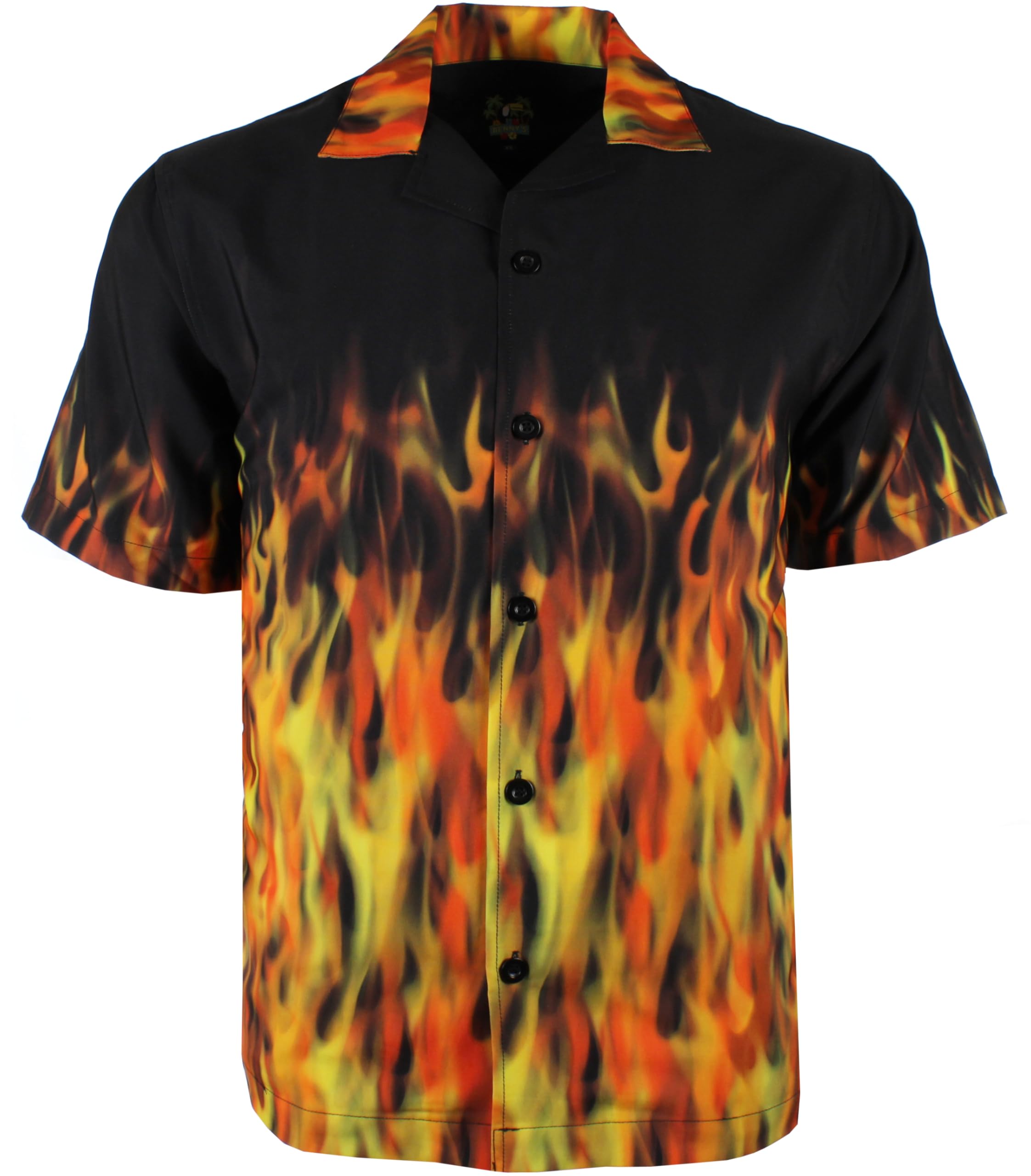 Benny's Red Flames Bowling Shirt for Men - Vintage Style Hawaiian Button Up Shirt for Bowling, Parties & Casual Wear