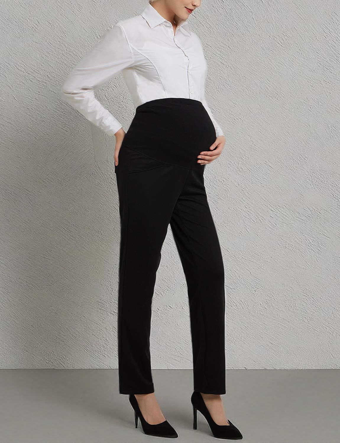 Bhome Maternity Jeans - Stretchy High Waisted Pants for Pregnant Women - Comfortable Work & Office Wear - Perfect for Professional Dress & Career Outfits - Ideal for Pregnancy Work Attire & Business Casual Looks