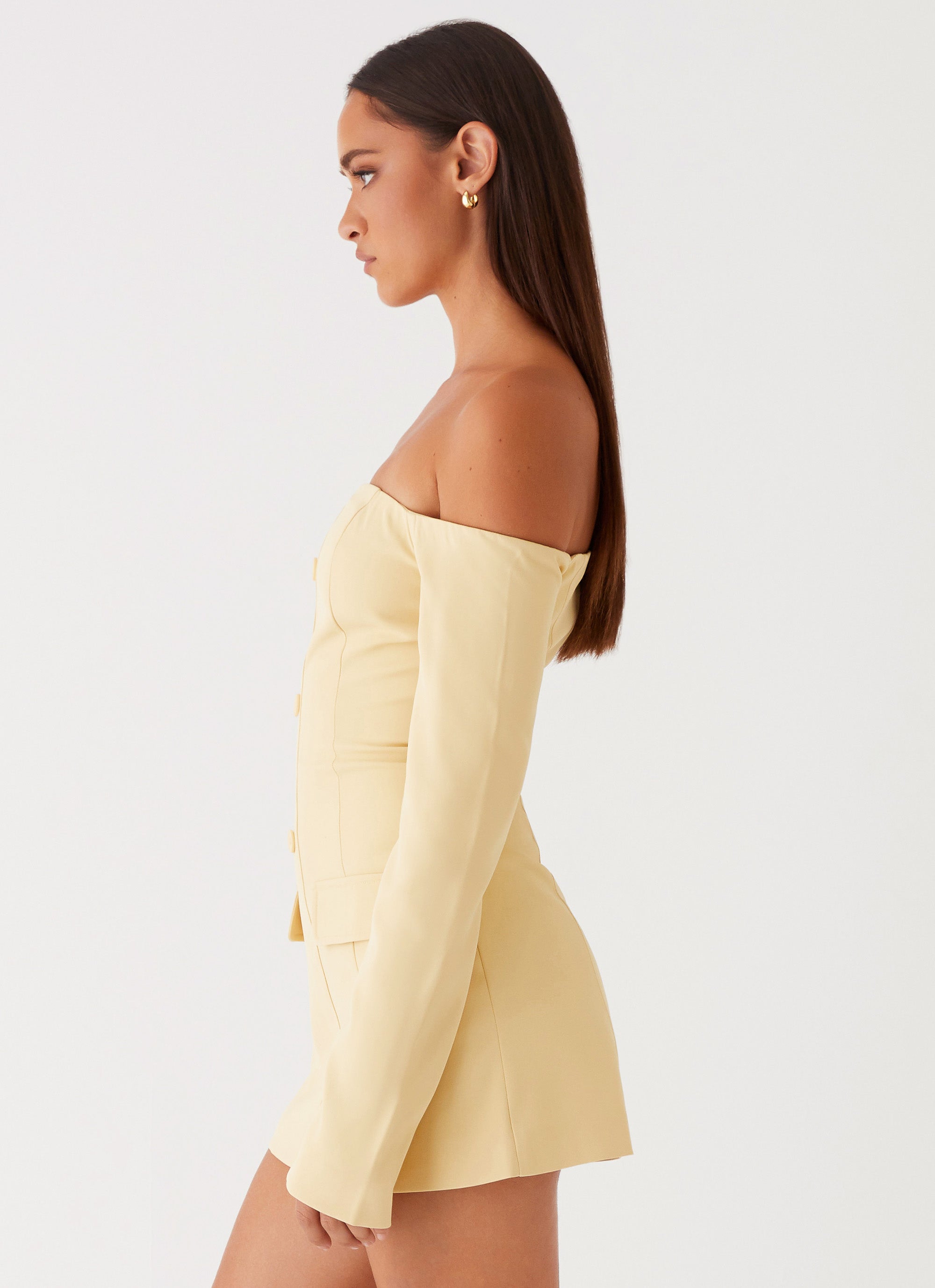 Dominique Blazer Mini Dress in Yellow | Women's Fashion Office Wear & Cocktail Party Outfit