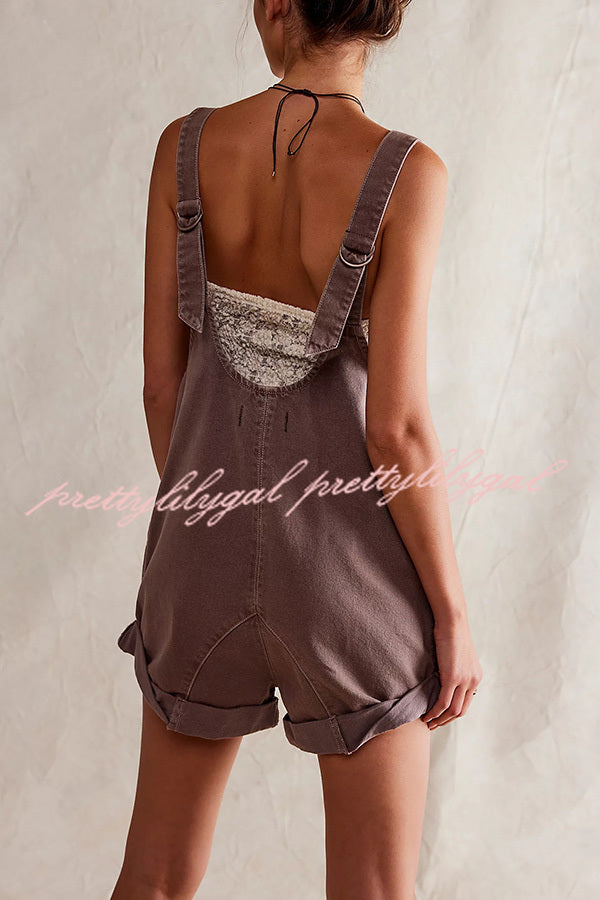 Stylish Loose Sleeveless Pocket Adjustable Denim Romper Jumpsuit for Women - Perfect for Summer Outings, Beach Vacations & Casual Wear