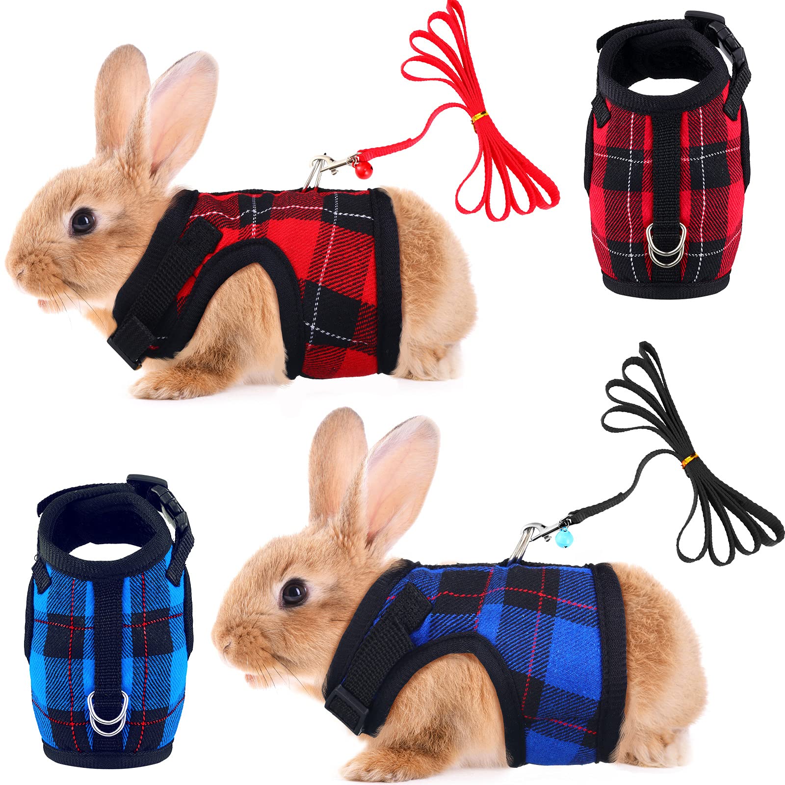 2 Pack Adjustable Guinea Pig Harness and Leash Set with Safety Bell - No Pull Walking Vest for Hamsters, Ferrets, Chinchillas & Small Pets (Size L, 9-10 Inch Chest) - Perfect for Outdoor Adventures & Safe Playtime