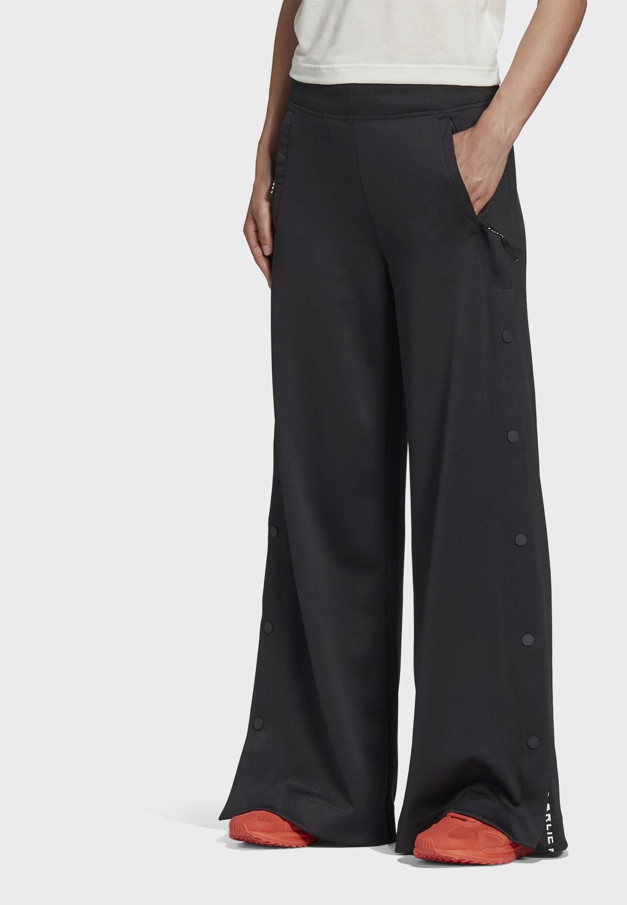 Adidas Karlie Kloss Essential Fleece Sweatpants for Women - Large Size, Black/White - Comfortable Lounge Pants for Yoga, Running & Casual Wear