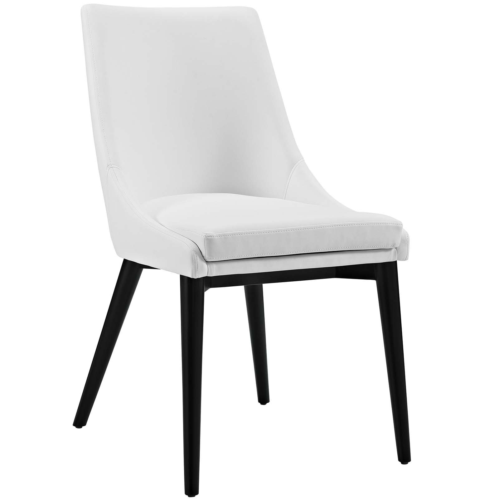 Modway Viscount Mid-Century Modern Faux Leather Dining Chair - White Upholstered Kitchen & Dining Room Seating - Perfect for Home, Office, and Restaurant Use