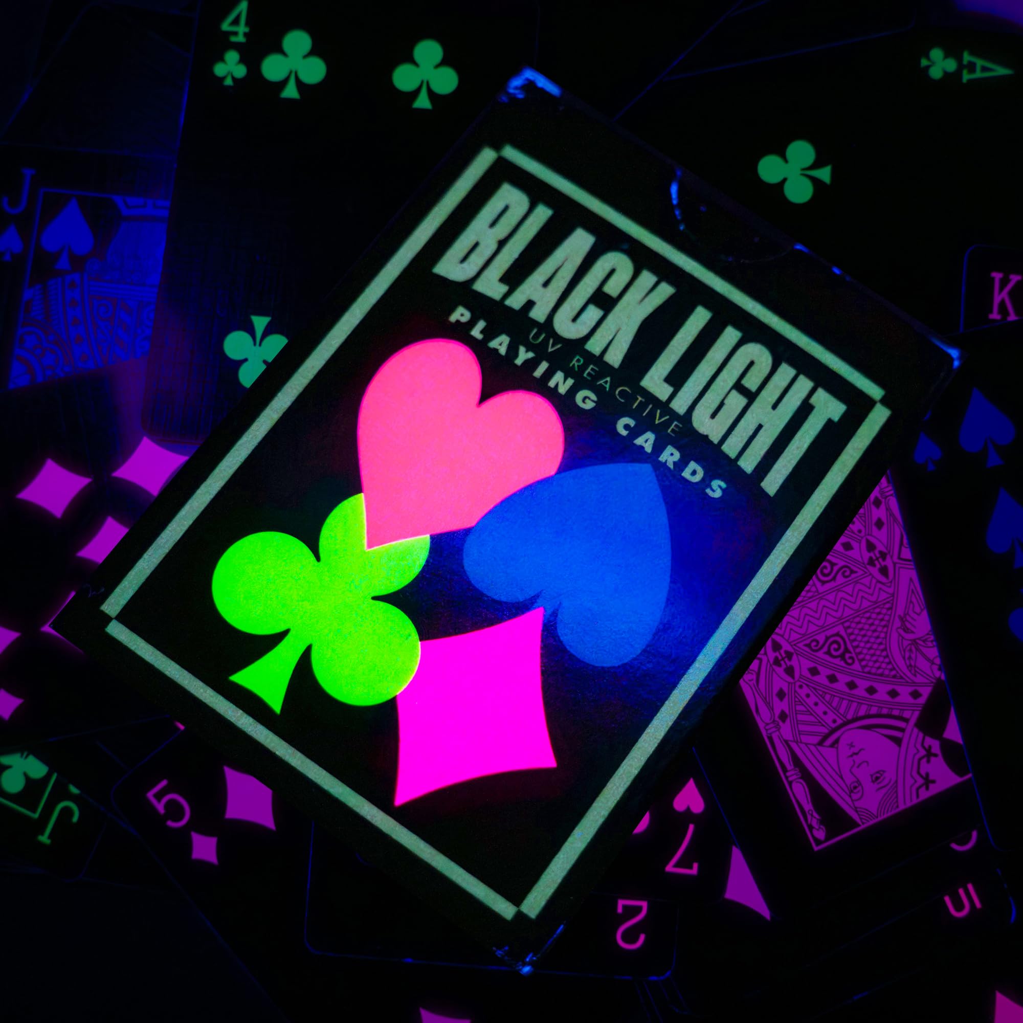 UV Black Light Playing Cards by Island Dogs – Neon Fluorescent Glow Deck for Blacklight Games & Poker Night | Glow in The Dark Cards for Parties, Magic Tricks & Collectors | Durable, Unique Gift for Game Lovers (Perfect for Halloween, Raves & Casino-Themed Events)