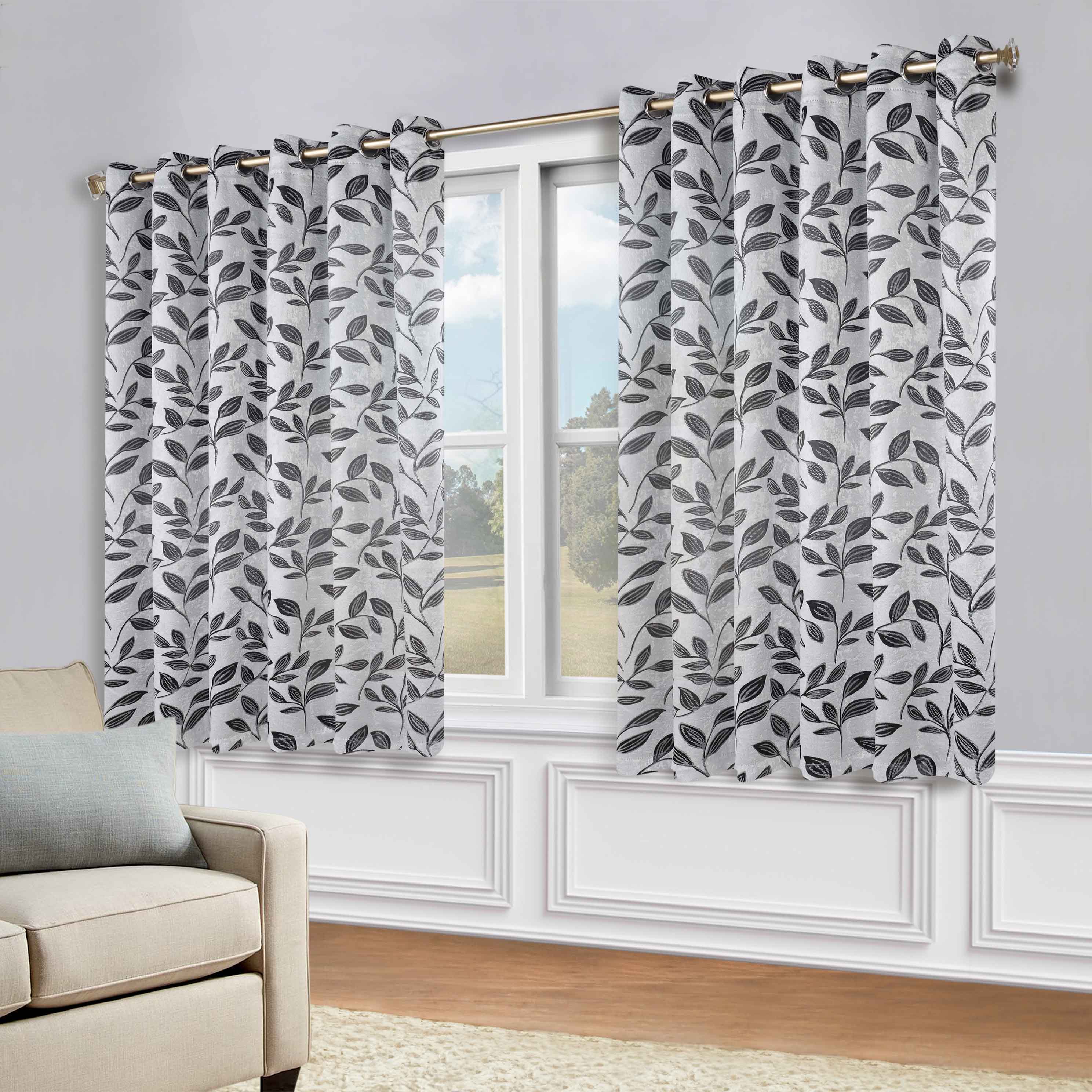 Leaves Grommet Blackout Curtains Set of 2 - Thermal Insulated Room Darkening Drapes for Bedroom & Living Room - Noise Reducing Window Treatment for Home Decor