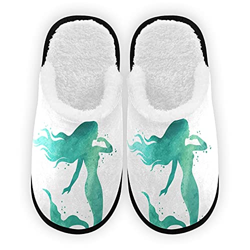 VIGTRO Women's Fuzzy Slippers - Soft Coral Fleece Mermaid Design Memory Foam Indoor House Shoes with Anti-Skid Sole | Cozy Comfort for Home, Lounge & Bedroom Wear