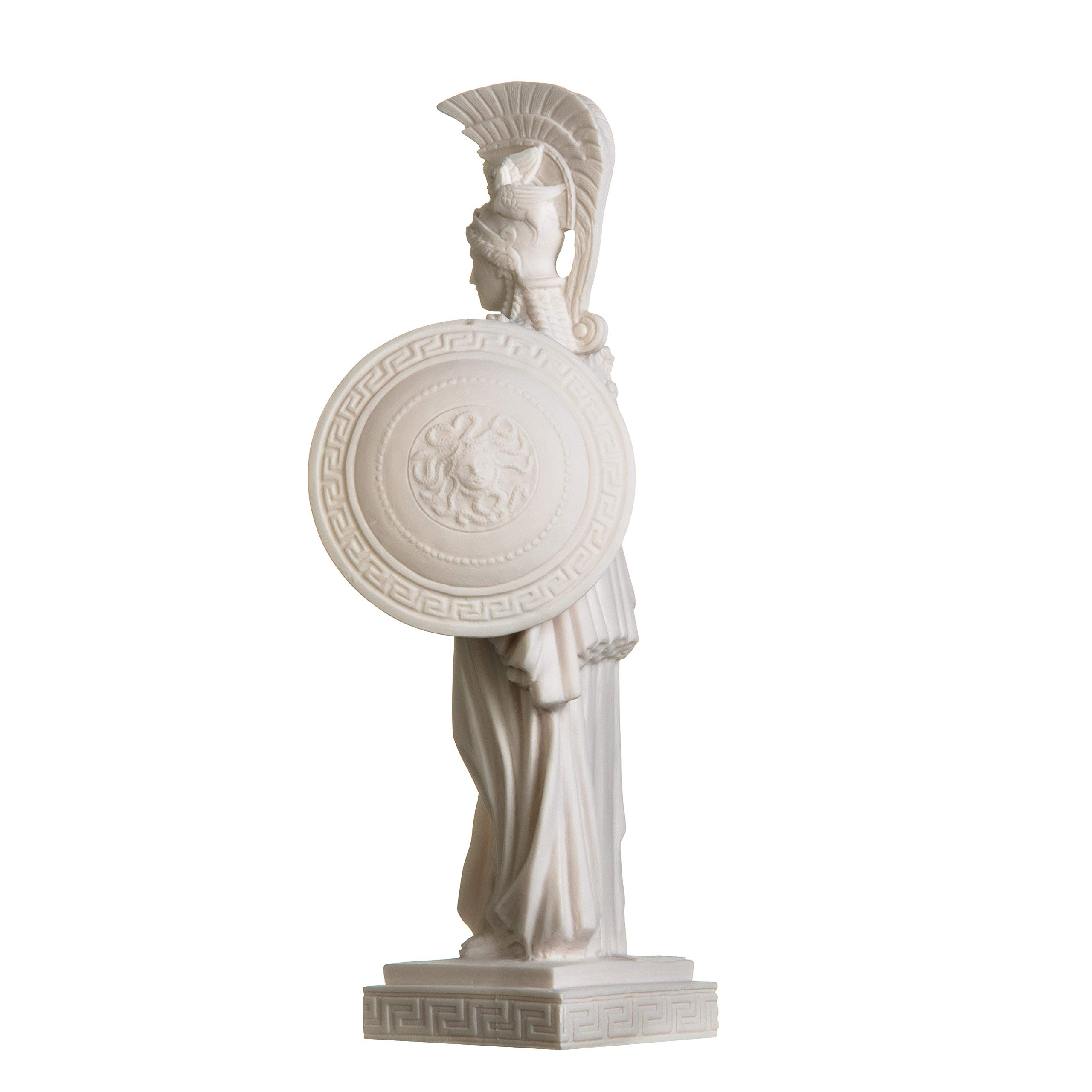 Athena Goddess of Wisdom, Handicraft & War Statue - 18.5 Inch Alabaster Sculpture with Shield | Greek Mythology Decor for Home, Office & Gift