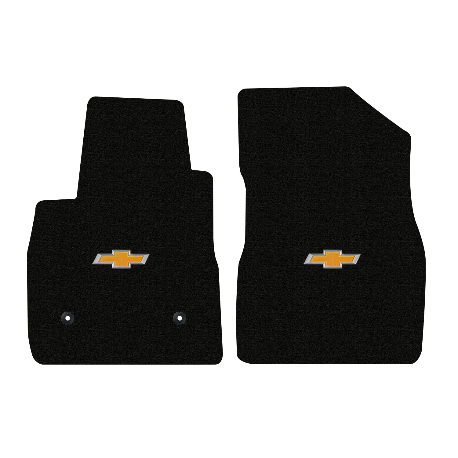 Premium Custom-Fit Carpeted Floor Mats for 2021+ Chevy Trailblazer - Front Set (2PC, Charcoal with Gold Bowtie) | Luxury Car Floor Liners for Enhanced Comfort & Protection - Perfect for Daily Commutes & Road Trips