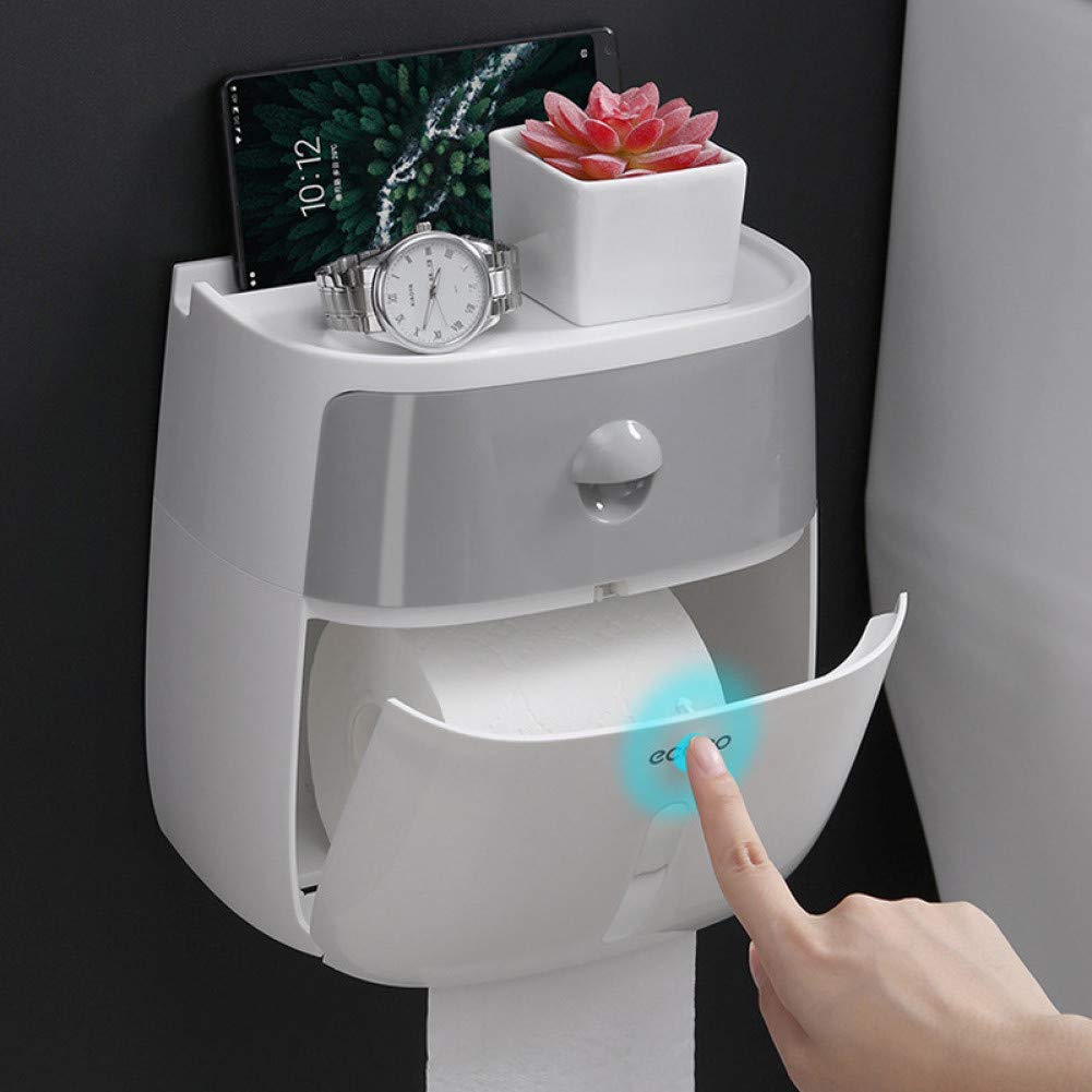 Waterproof Wall Mount Toilet Paper Holder & Tissue Box - Bathroom Storage Shelf for Toilet Paper Rolls, Creative Home Decor Accessory | Perfect for Small Bathrooms, Powder Rooms & RV Toilets