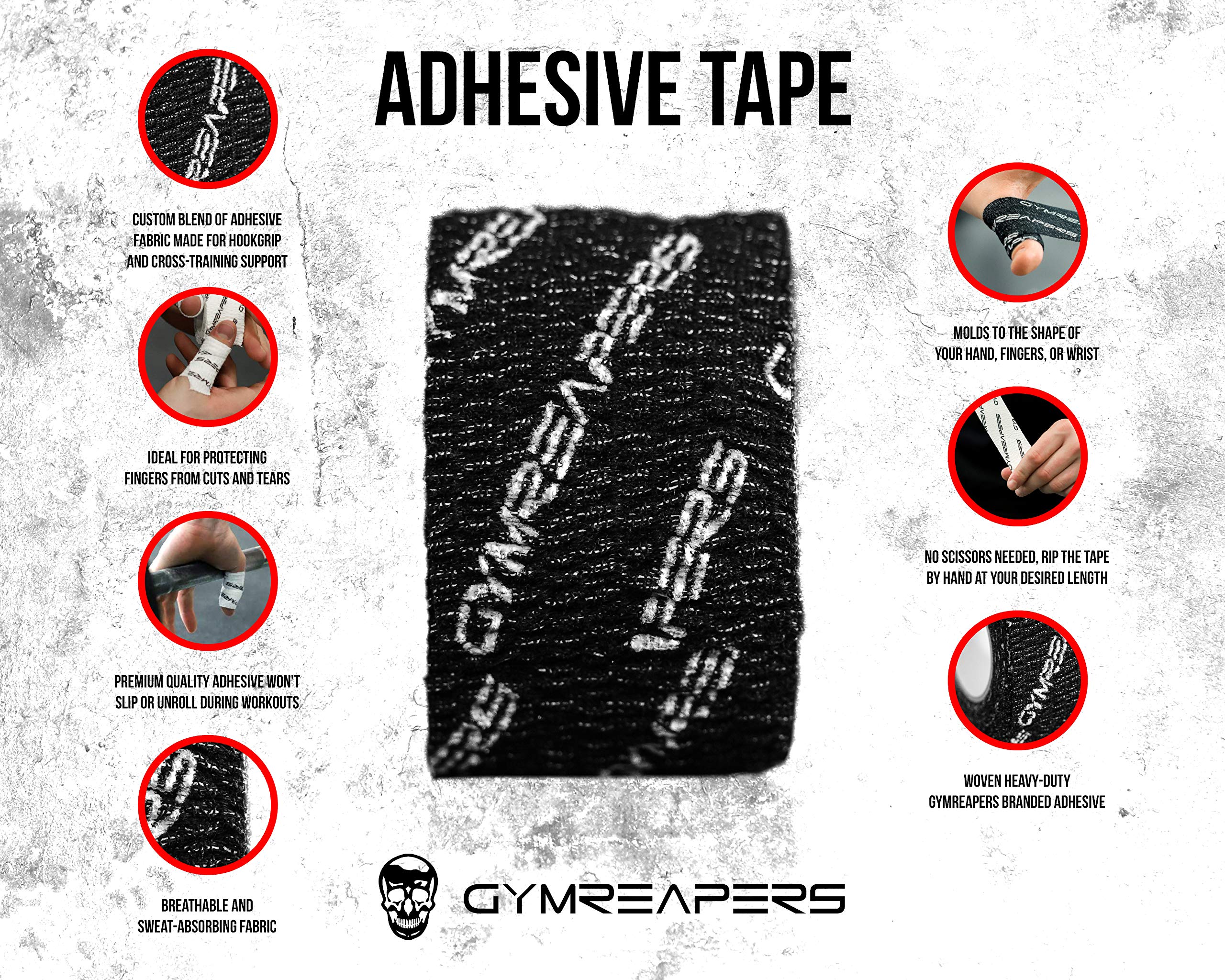 Gymreapers Weightlifting Adhesive Thumb Tape - 3 Rolls, Black | Durable Grip Support for CrossFit, Powerlifting & Weight Training | Protects Against Blisters & Calluses