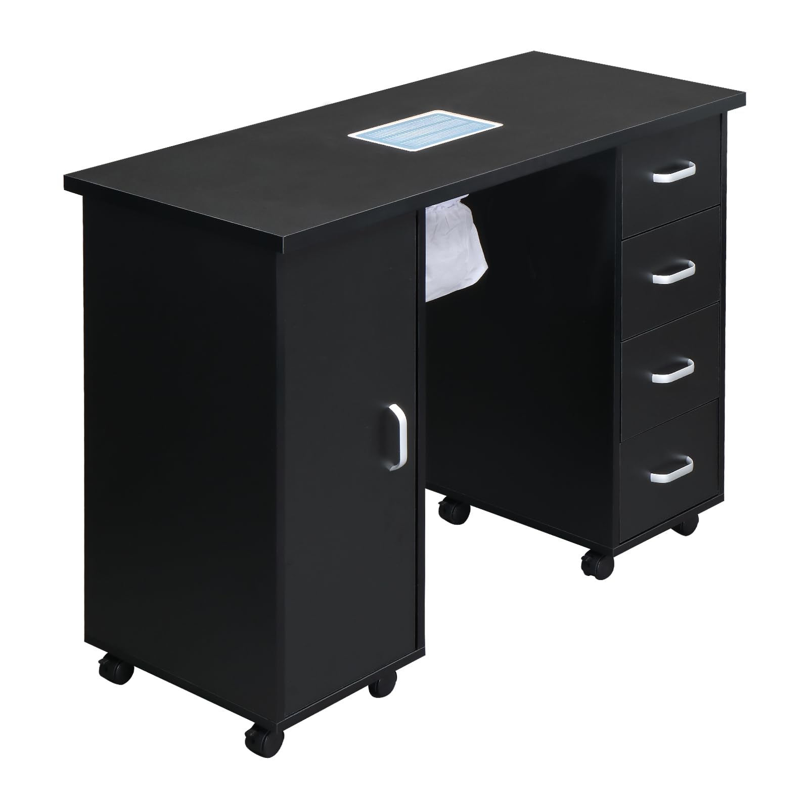 Professional Nail Art Table with Storage & Built-in Dust Collector - Manicure Pedicure Station for Salon, Spa & Home Use - Beauty Salon Workstation with Drawers & Nail Equipment Organization