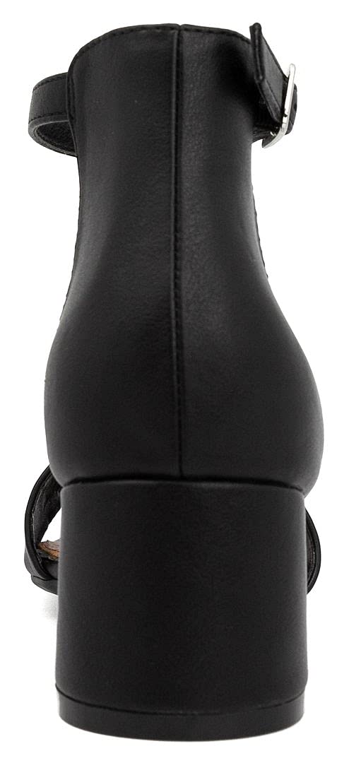 London Fog Women's Nikki Low Block Heel Ankle Strap Pump Sandals - Comfortable Dress Shoes for Work, Weddings & Special Occasions