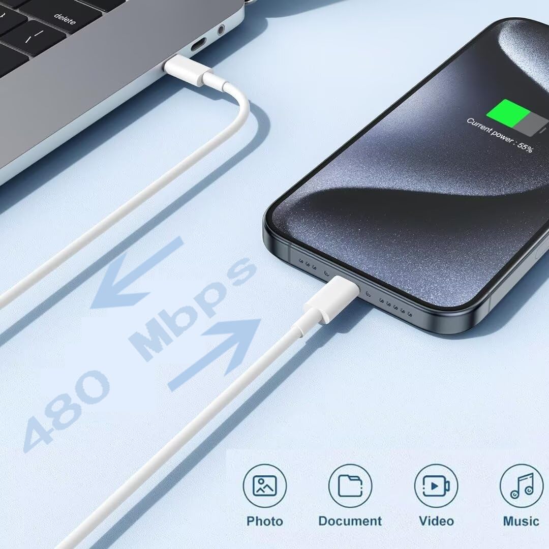 Apple MFi Certified 30W USB C Fast Charger Block & 6FT Cable (2 Pack) - Compatible with iPhone 16/16 Plus/16 Pro/16 Pro Max/15/15 Pro Max - Perfect for Home, Office & Travel Charging