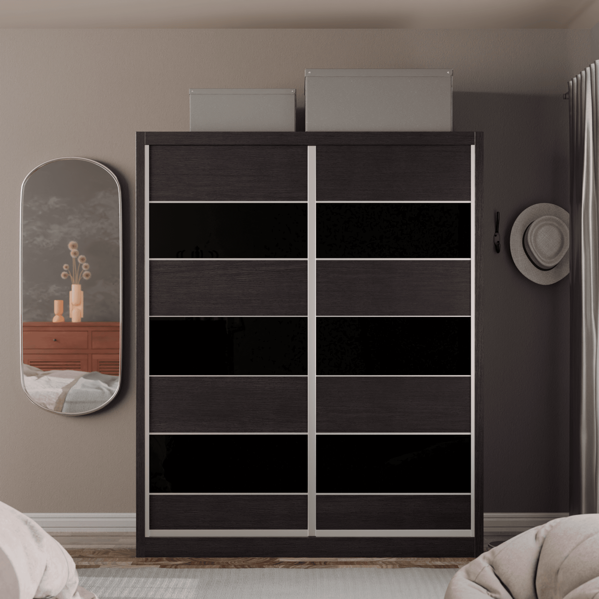 Modular Wardrobe W06 - Customizable Closet Organizer with Adjustable Shelves & Hanging Rod - Perfect for Bedroom, Closet & Small Space Storage Solutions