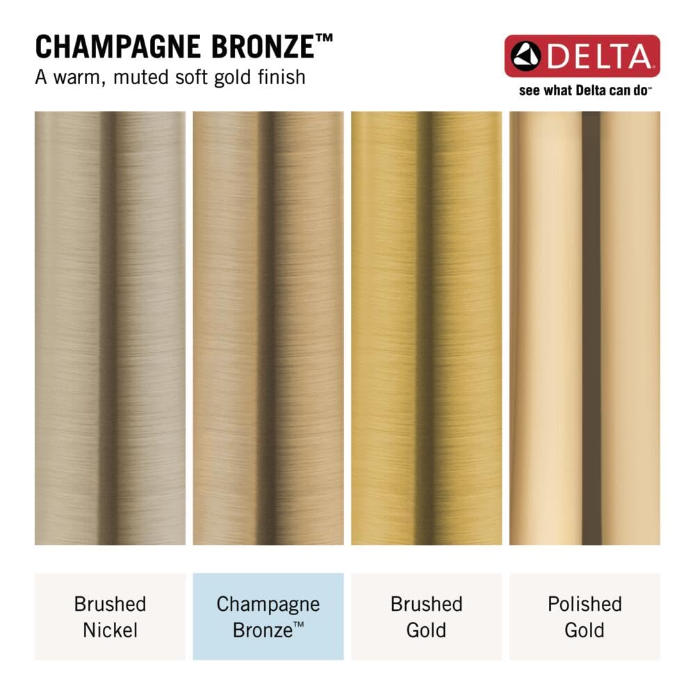 Delta Saylor 14 Series Gold Shower Valve Trim Kit - Shower Faucet Set with Shower Head & Handle in Champagne Bronze T14235-CZ (Valve Not Included) - Perfect for Bathroom Renovation & Luxury Spa Experience