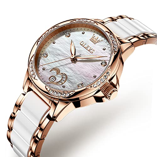 White Dial/Rose Gold Ceramic Strap