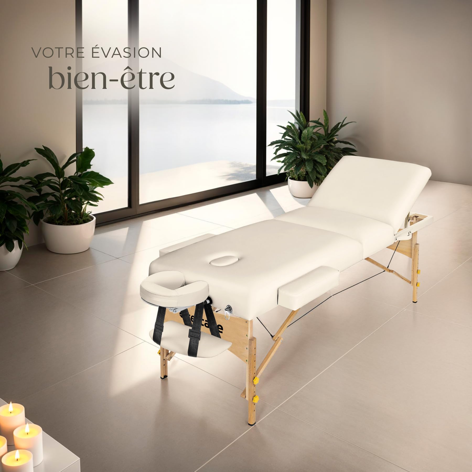 TecTake Foldable Massage Table with 7.5cm Padding, Professional Beauty Table with Ergonomic Armrest & Headrest, Includes Carrying Case - Beige | Perfect for Home Spa, Professional Massage Therapy & Salon Treatments