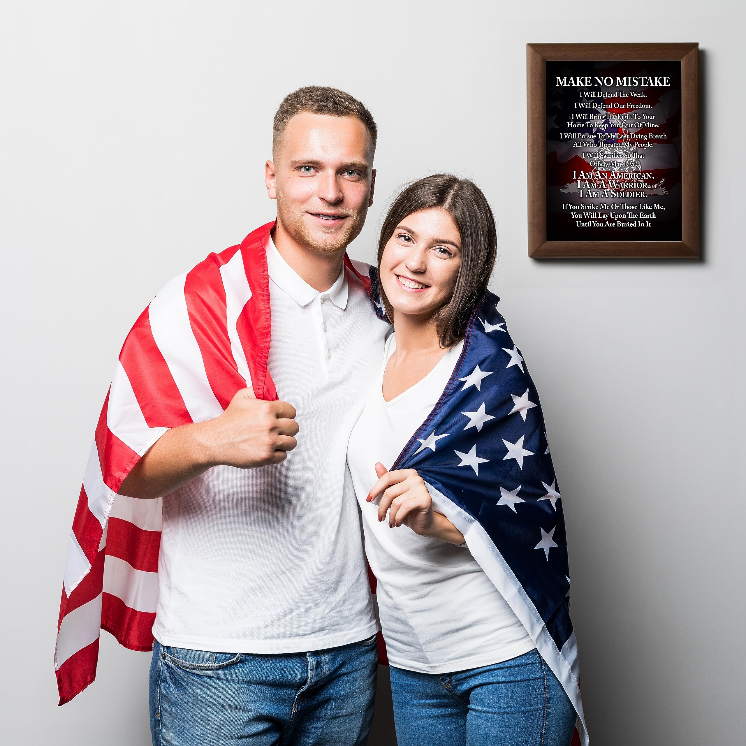 Patriotic Wall Art Poster - 'I Am A Soldier' Motivational American Flag Decor for Home, Bedroom & Boys Room - Perfect for 4th of July & Military Appreciation - Unframed 8x10 Inches - Ideal for Living Room, Office & Military Themed Spaces