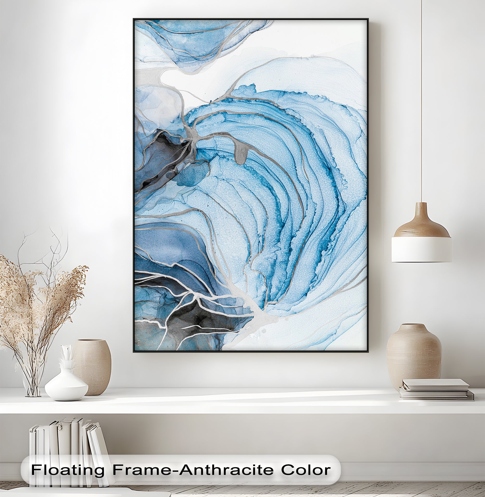 Abstract Ocean Swirl Canvas Print - Indigo & Slate Blue Wall Art for Home & Office Decor | Modern Coastal Painting for Living Room, Bedroom