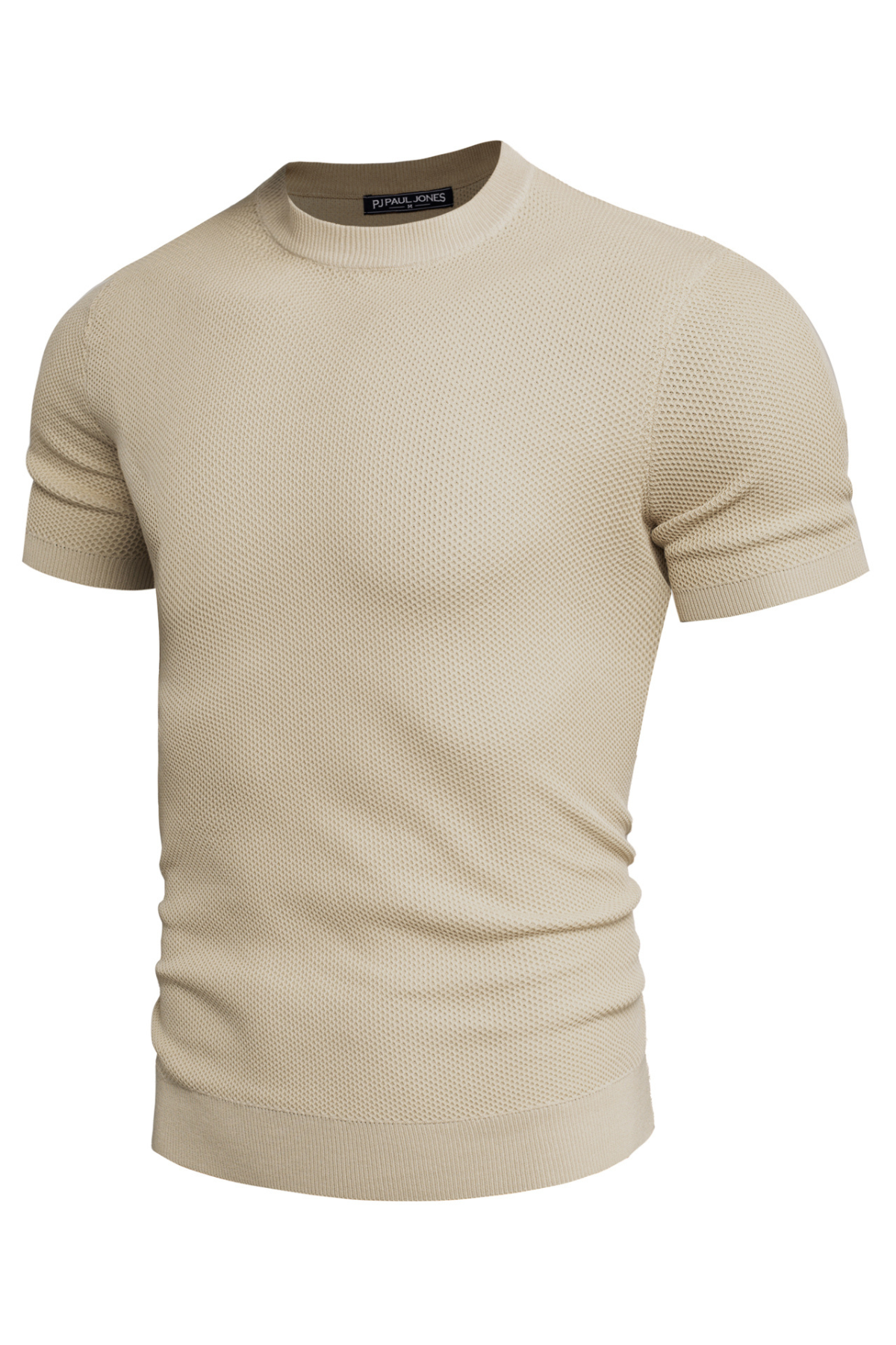 Men's Casual Short Sleeve Crewneck Honeycomb Waffle Knit T-Shirt - Breathable Solid Knitted Pullover Tee for Everyday Wear & Outdoor Activities