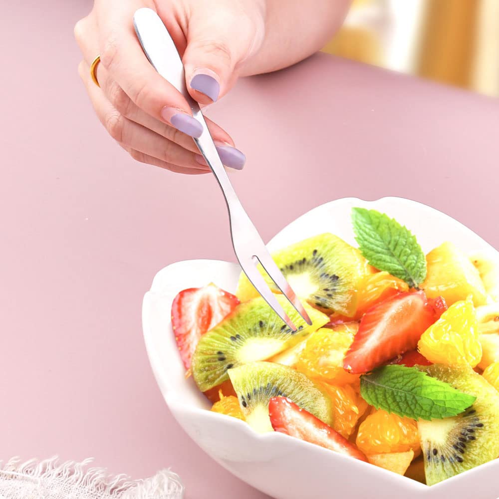 10-Pack Mini Stainless Steel Dessert Forks - Perfect for Fruit, Cocktails, Salad, Cake Tasting - Ideal for Parties, Home, Restaurants & Catering Events