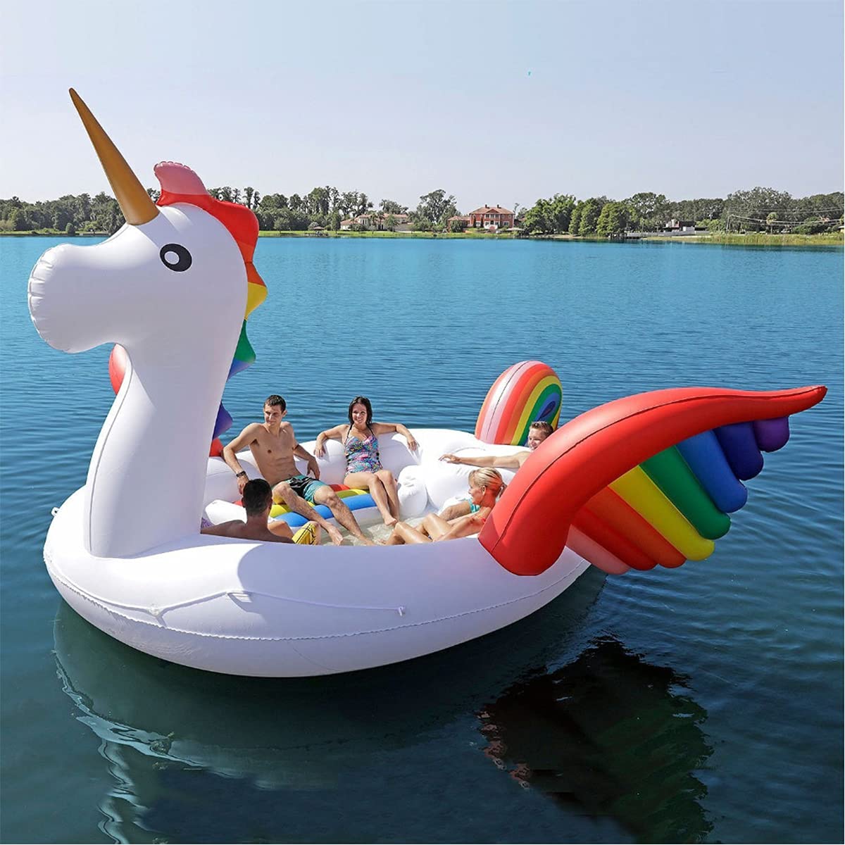 6-Person Giant Flamingo Unicorn Pool Float for Adults - 15.7 Ft PVC Inflatable Raft with Fast Valves, Fun Water Toy for Summer, Pool Parties, Beach Trips & Lake Vacations