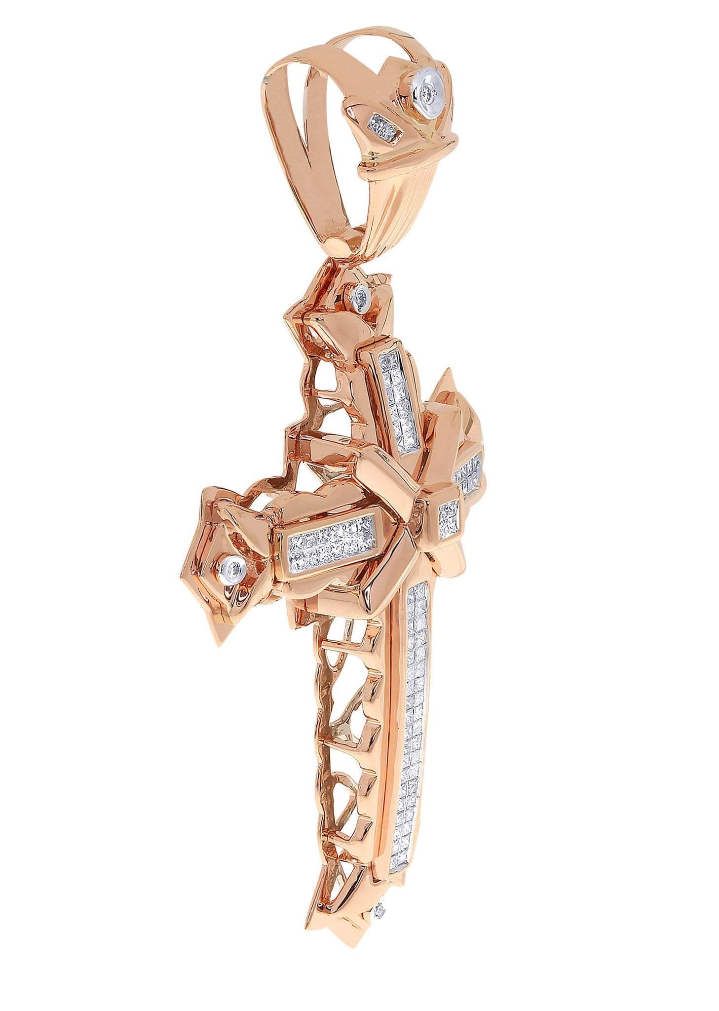 1.28 Carat Diamond Cross Pendant Necklace - 24.76 Grams Solid Gold Religious Jewelry for Women & Men - Perfect for Baptism, First Communion & Wedding Gifts