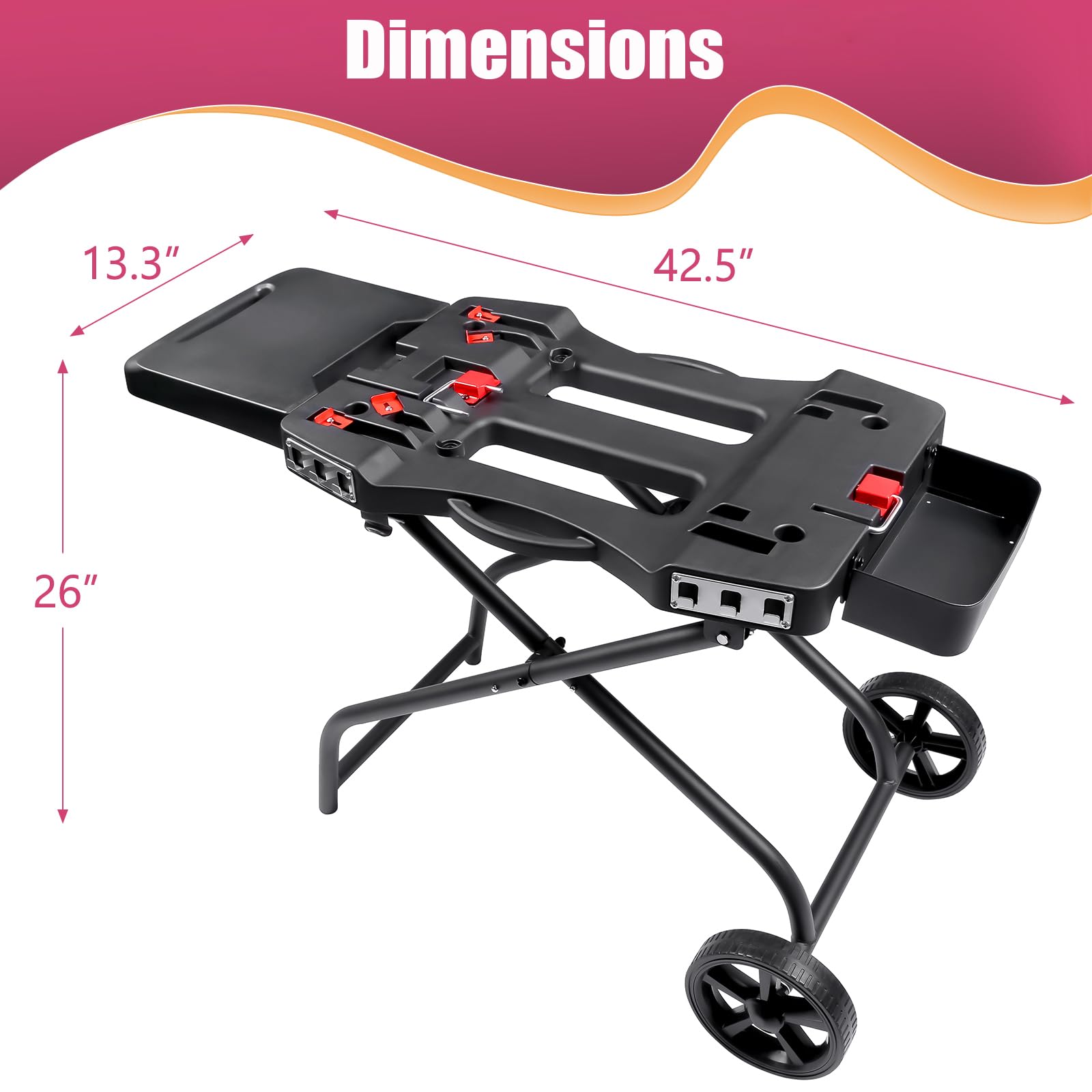 Portable Grill Cart for Weber Q1200, Q1000, Q2200, Q2000 | Collapsible Griddle Stand for Blackstone 17