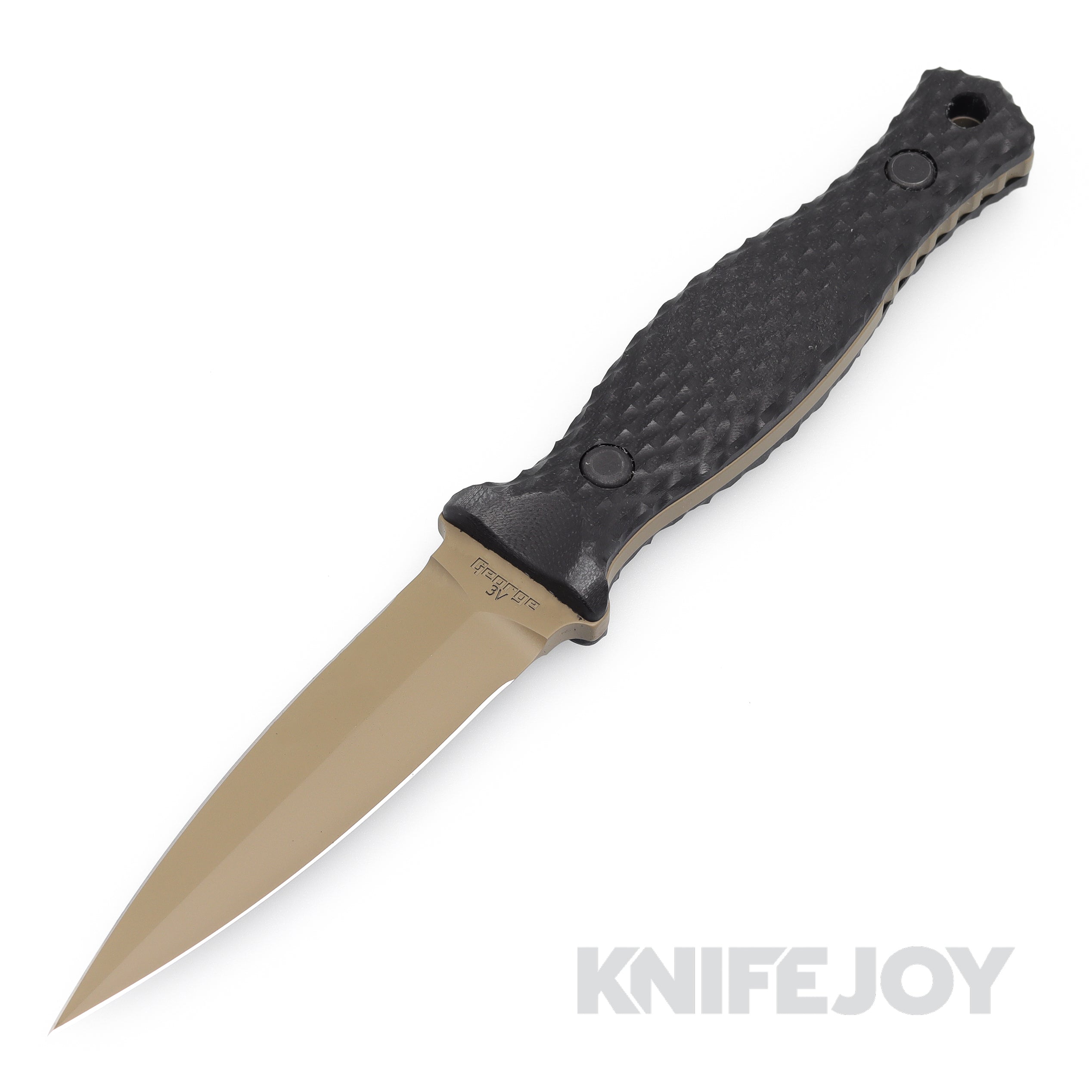 Les George Knives Galvo Dagger - 3V Steel Blade with Black Diamond G10 Handle & FDE Cerakote Coating | Tactical EDC, Outdoor Survival, Hunting, and Collection Use