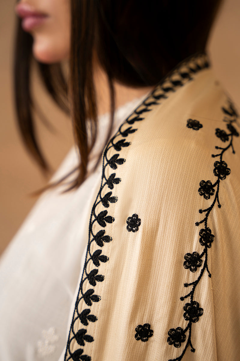 BLISS Embroidered Shawl - Elegant Floral Design, Soft & Lightweight Wrap for Women - Perfect for Weddings, Parties & Evening Events