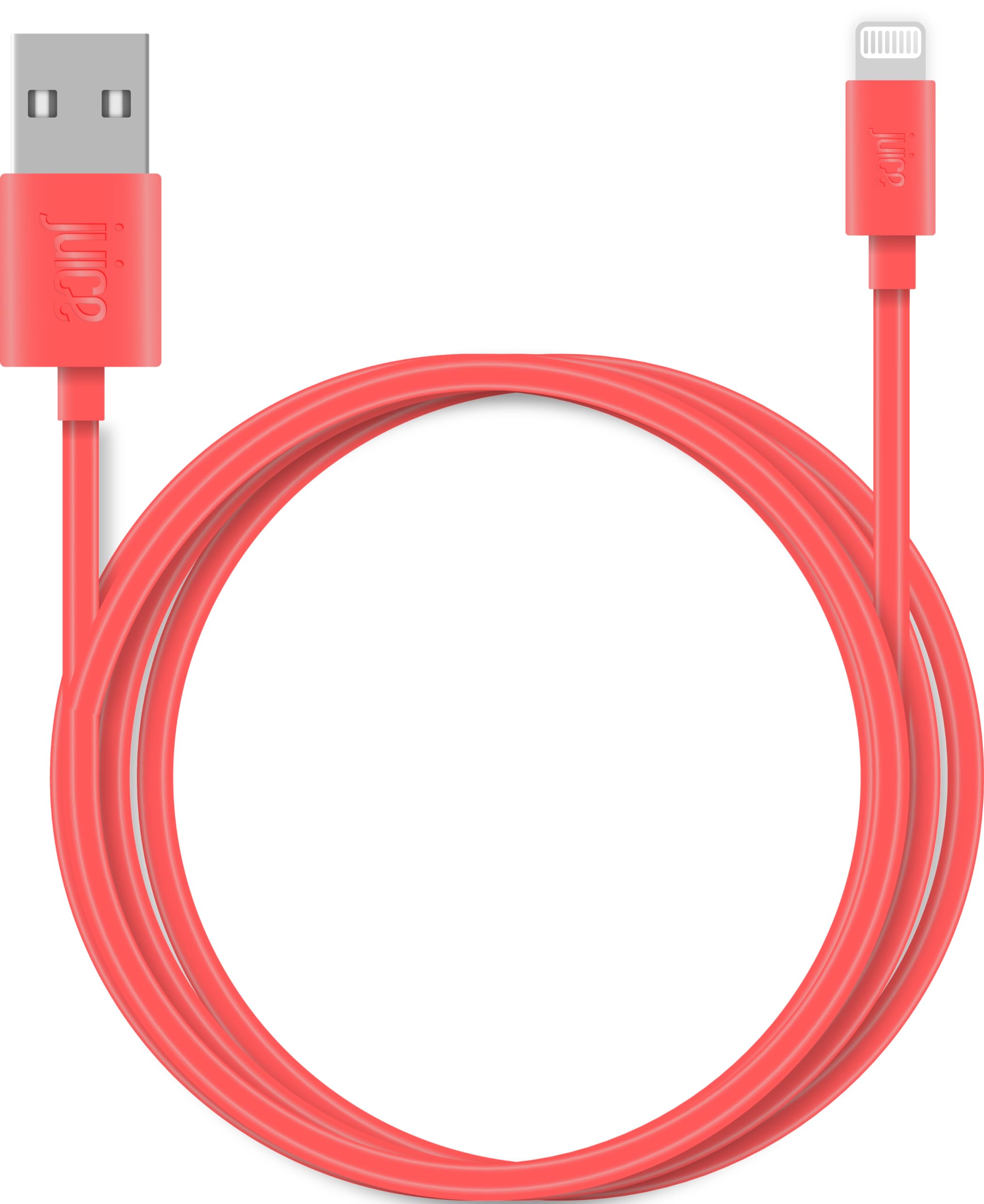 Juice XL 2m Apple Lightning Cable - MFI Certified USB to Lightning Charger for iPhone & iPad | Fast Charging, Durable & Long Cable (Coral) | Perfect for Home, Office & Travel Use