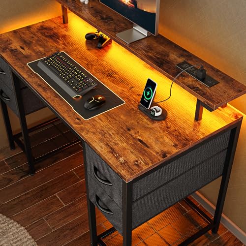 Rustic Brown With Black Drawers