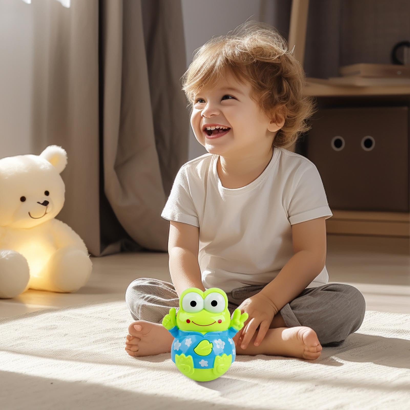 Quaeetyu Wobble Frog Toy - Fun Balancing Action Toy for Kids | Interactive Wobbling Figure for Playtime & Learning | Cute Frog-Shaped Balance Game for Toddlers & Preschoolers | Perfect for Indoor Play, Birthday Gifts & Sensory Development