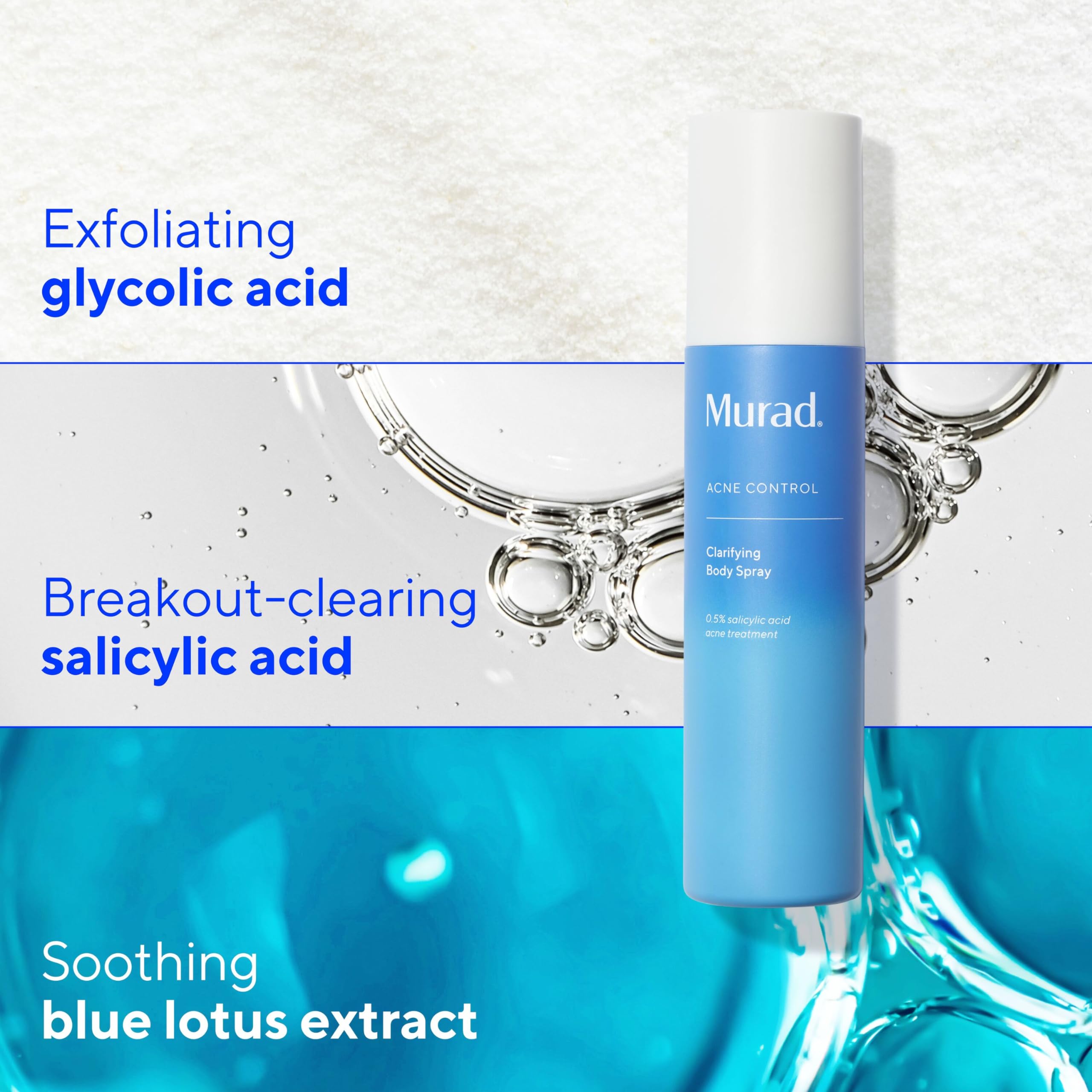 Murad Clarifying Body Spray with Salicylic Acid - Acne Treatment for Back, Chest & Body Breakouts | Prevent & Clear Body Acne for Smooth Skin | Gym, Workout & Post-Shower Use