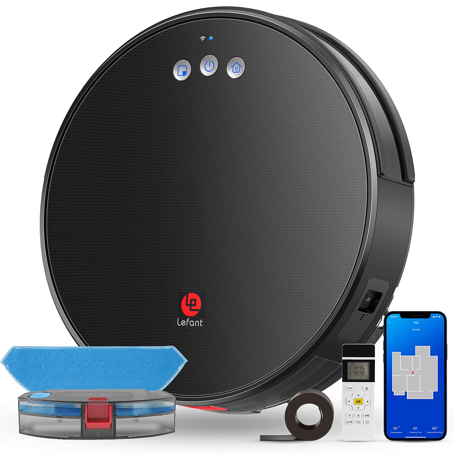 Lefant U180 Robot Vacuum and Mop Combo - 3200Pa Strong Suction, Smart Mapping, 150 Min Runtime, Alexa/Google Assistant Compatible, Self-Charging - Perfect for Pet Hair, Hard Floors & Carpets | Ideal for Homes with Pets, Multi-Surface Cleaning & Smart Home Integration