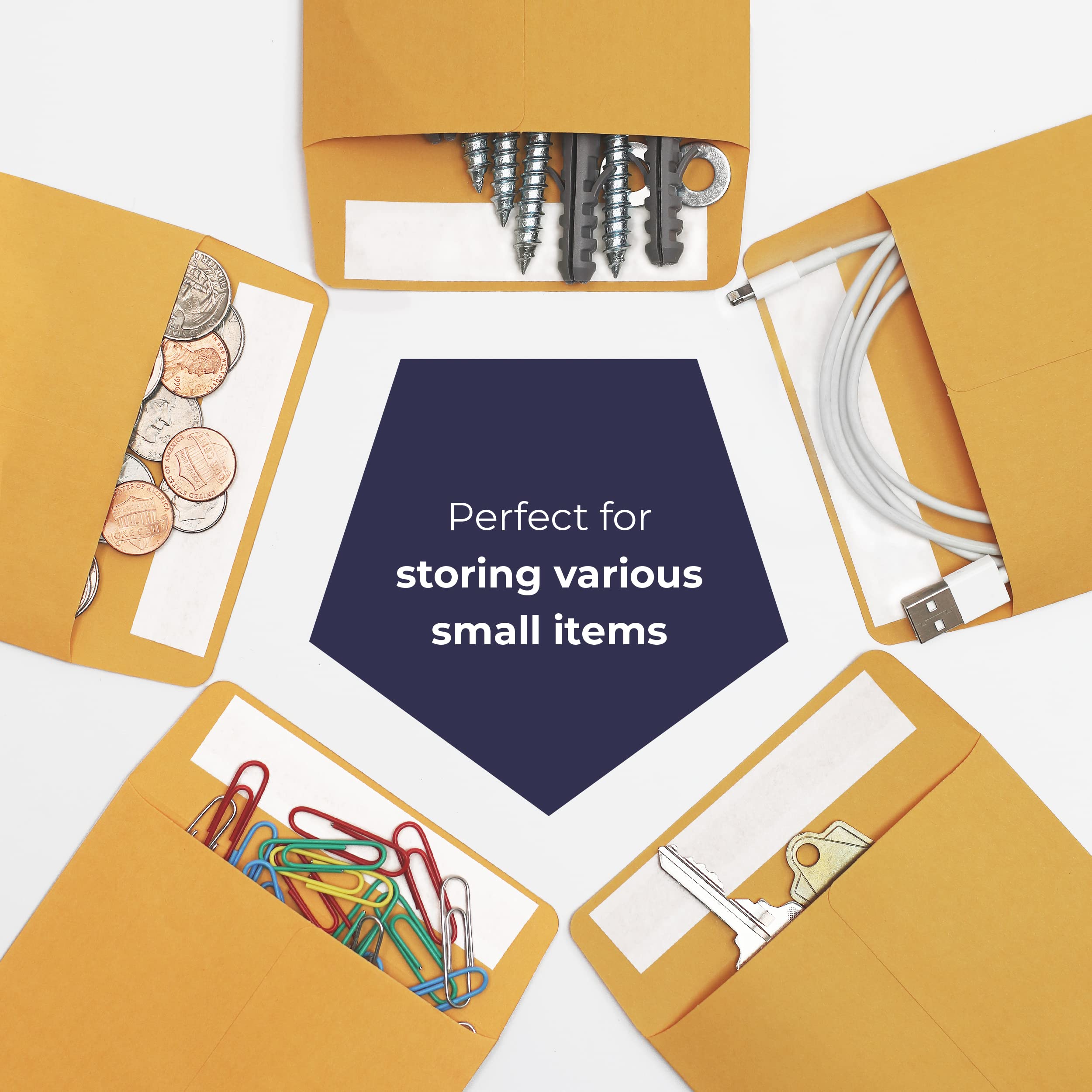 Volcora 500 Pack Self-Adhesive Cash Deposit Envelopes - Brown Kraft Bank Deposit Slips for Retail, Restaurants & Small Businesses - Perfect for Daily Cash Handling, Safe Money Storage & Organized Financial Transactions