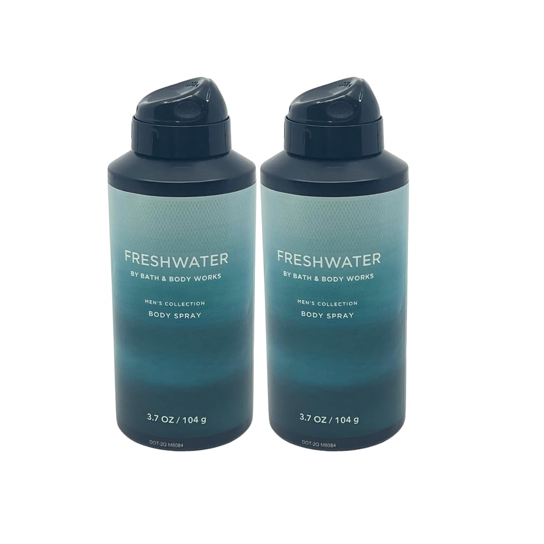 Bath and Body Works Men's Freshwater Cologne Body Spray 3.7 Oz (2-Pack) - Long-Lasting Deodorant for Gym, Work & Daily Use