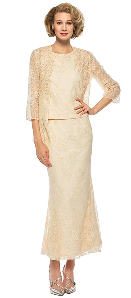 Honeydress Women's Mermaid Lace Two Piece Mother of The Bride Dress with Jacket - Elegant Formal Gown for Weddings, Parties & Special Occasions
