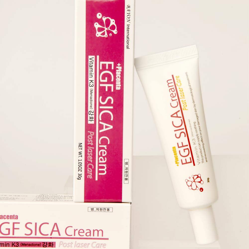 Placenta EGF SICA Cream 1.05oz (30g) - Korean CICA Cream for Post Laser Care & Skin Regeneration | Centella Asiatica Extract for Damaged Skin Repair, Calming Redness & Broken Capillaries | Improves Elasticity & Vitality | Perfect for Post-Procedure Recovery & Sensitive Skin Care