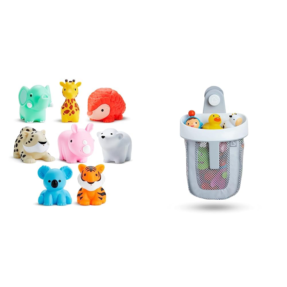 Munchkin® Wild Animal Bath Toy Set - 8 Pack Squirting Bath Toys with Scoop for Kids | Fun Bathtime Play for Toddlers & Infants