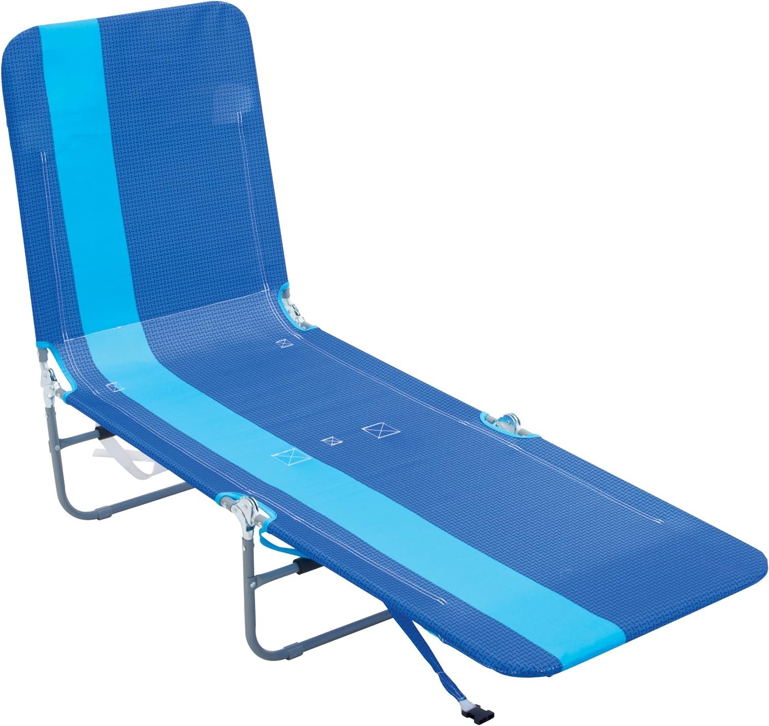 Rio Beach Portable Lay Flat Folding Backpack Beach Lounge Chair - Lightweight, Adjustable with Backpack Straps & Storage Pouch - Perfect for Beach, Pool, Camping & Outdoor Relaxation - Blue Stripe