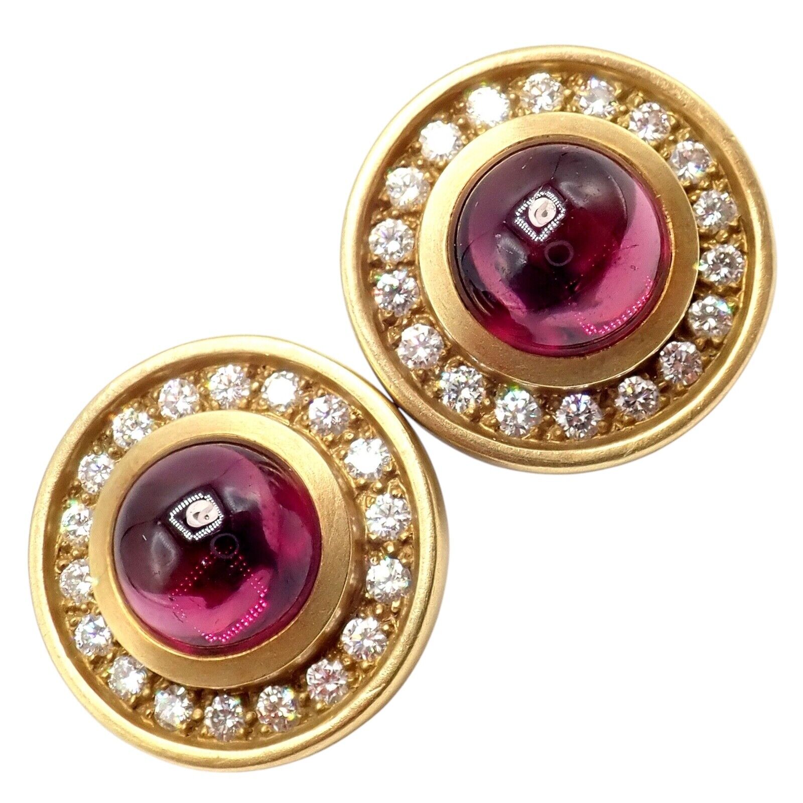 Vintage Kieselstein Cord 18k Yellow Gold Garnet Diamond Earrings - Rare 1997 Collector's Piece for Special Occasions & Luxury Gifts