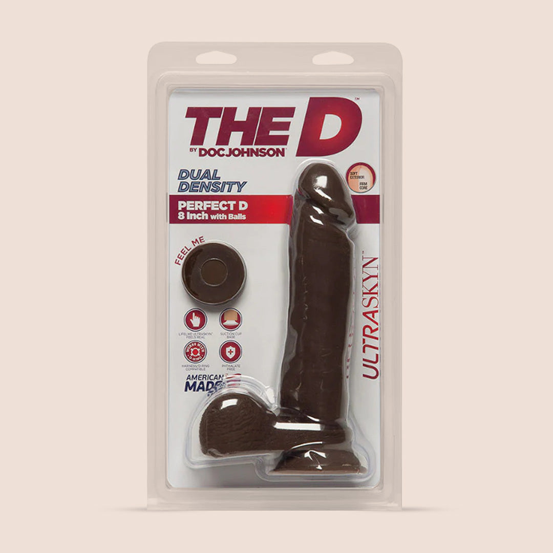 Ultra Realistic Dual Density Dildo 8 Inch with Balls - The D™ Perfect D ULTRASKYN | Lifelike Feel for Enhanced Pleasure - Perfect for Solo Play, Couples, and BDSM Scenes