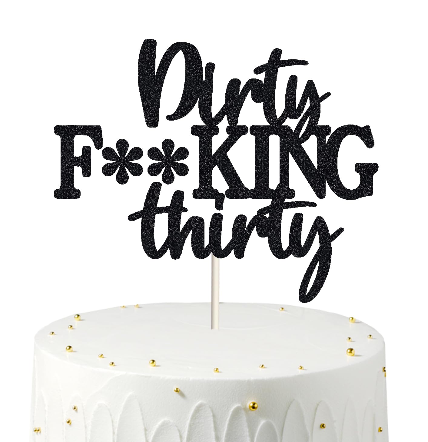 Dirty Thirty Birthday Cake Topper - Black Double Sided Glitter 30th Cake Decorations for Women & Men | Perfect for 30th Birthday Parties, Milestone Celebrations & Fun Adult Gatherings