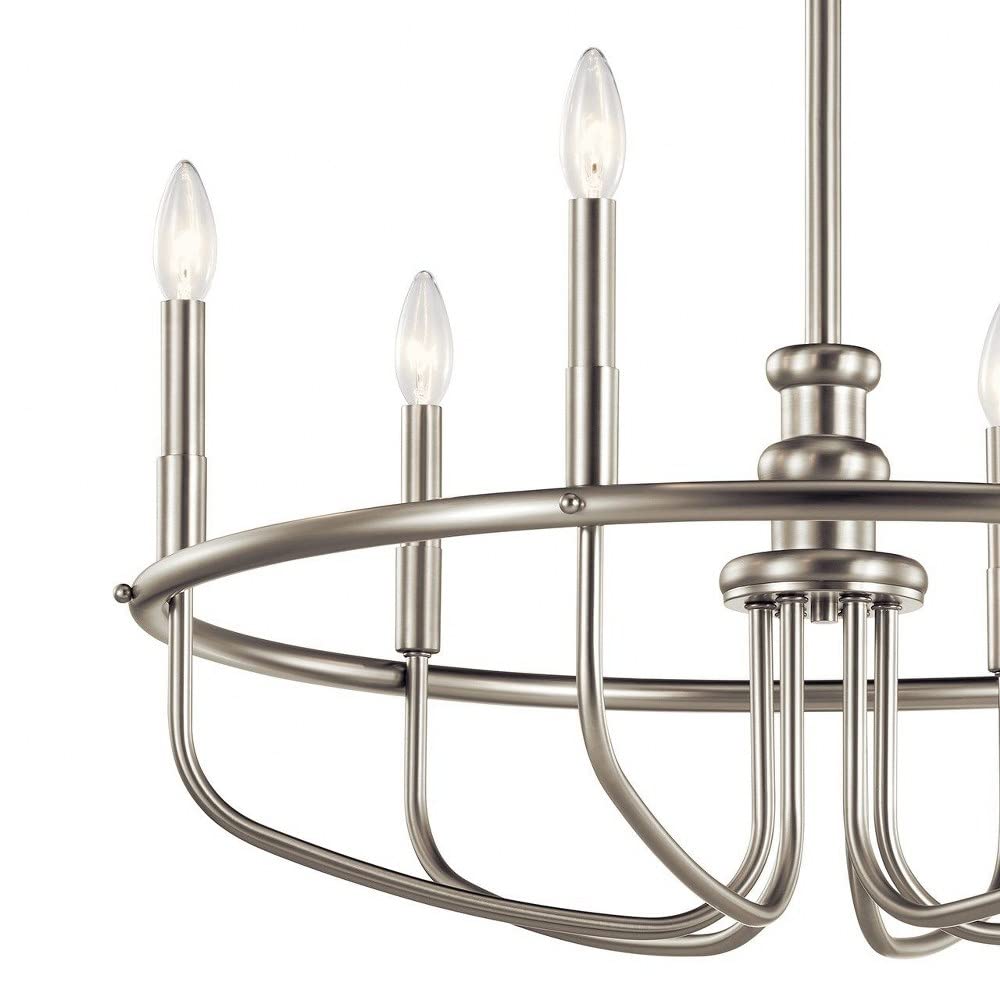 6-Light Modern Minimalist Chandelier - Brushed Nickel Finish - Perfect for Dining Room, Living Room or Bedroom Lighting
