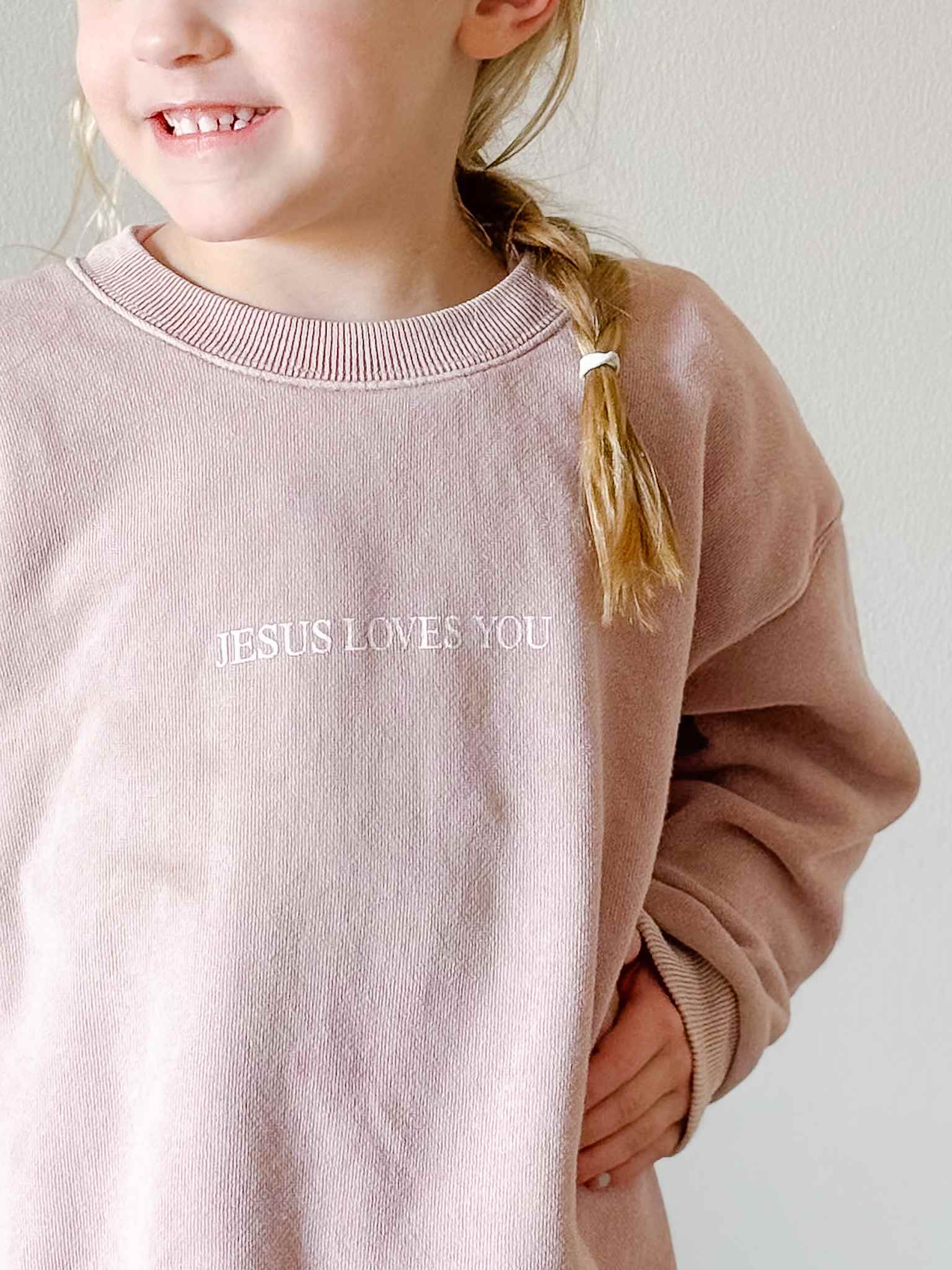Jesus Loves You Kids Crewneck Sweatshirt - Soft Pink Christian Apparel for Boys & Girls | Church, Sunday School & Family Outings