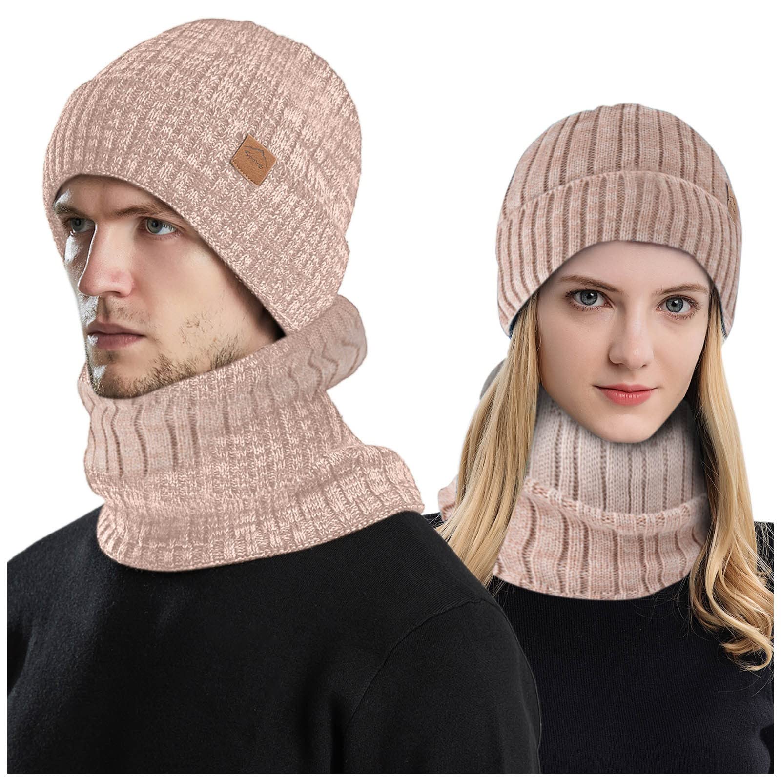 Men's & Women's Winter Beanie Hat and Scarf Set - Fleece Lined Skull Cap & Neck Warmer for Cold Weather - Cozy Knit Winter Accessories for Skiing, Snowboarding and Outdoor Activities