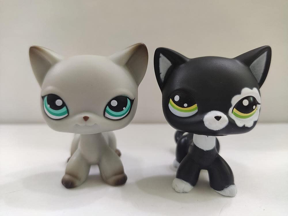 2pcs Rare Littlest Pet Shop LPS #391 & #2249 Cat Kitty Doll Figures - Collectible Toys for Girls, Perfect Gift for Pet Lovers & Kids Playtime