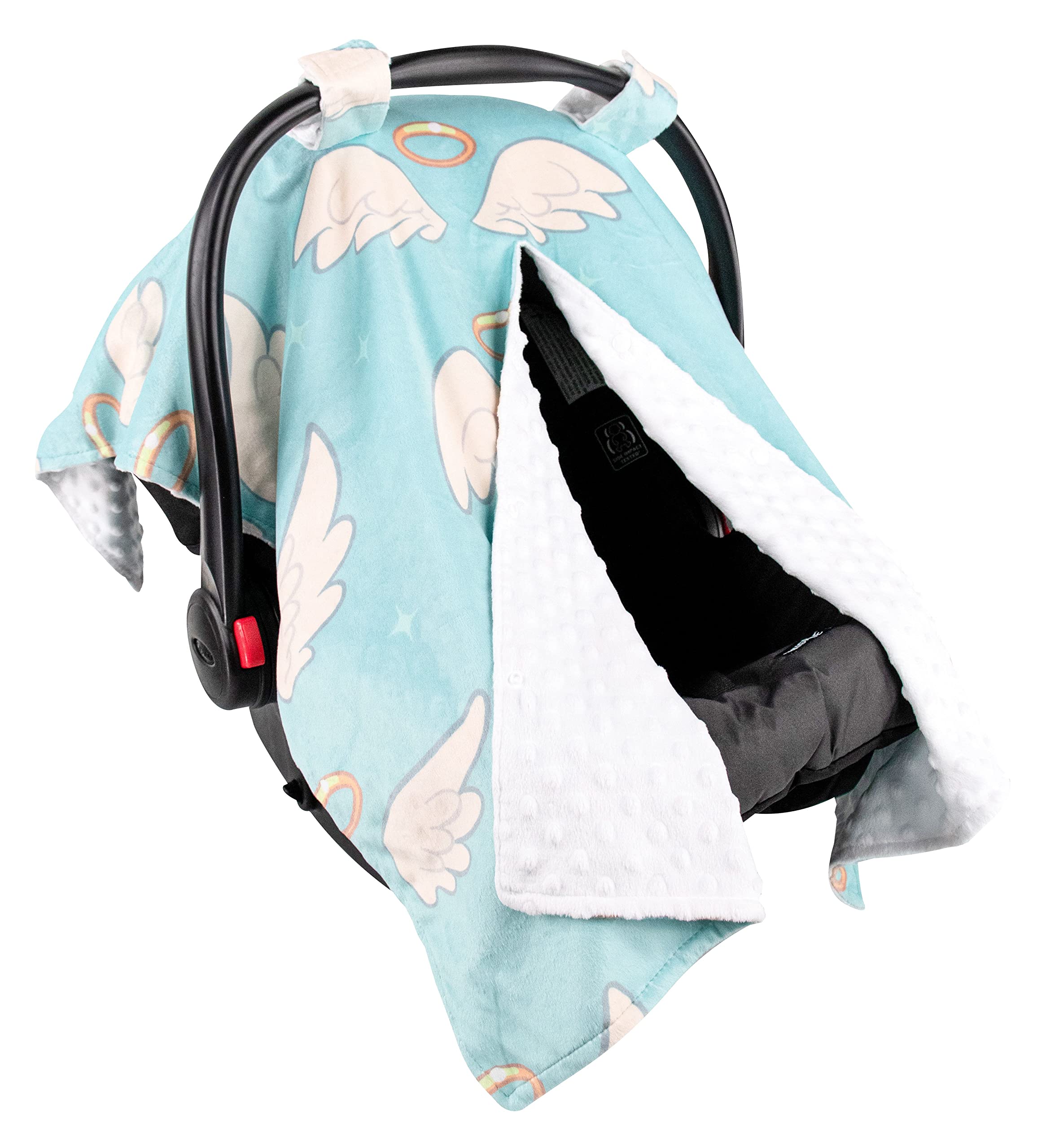 Premium Baby Car Seat Cover - Soft Minky Fabric, Angel Wings Design, 40
